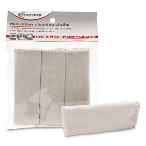 Microfiber Cleaning Cloths, 6" x 7", Gray, 3/Pack Zerbee