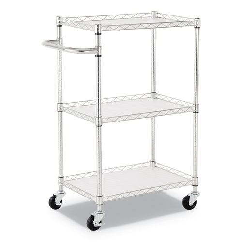 3-Shelf Wire Cart with Liners, 24w x 16d x 39h, Silver, 500-lb Capacity ALESW322416SR