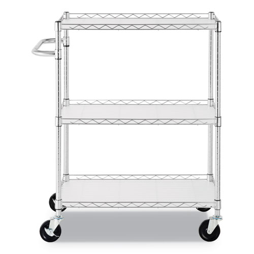 Alera® 3-Shelf Wire Cart with Liners 28 1/2" x 16" x 39" Silver 500 lbs Capacity 