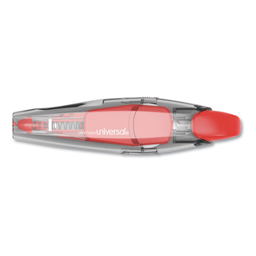 Image of Universal® Retractable Pen Style Correction Tape, Transparent Gray/Red Applicator, 0.2" X 236", 4/Pack
