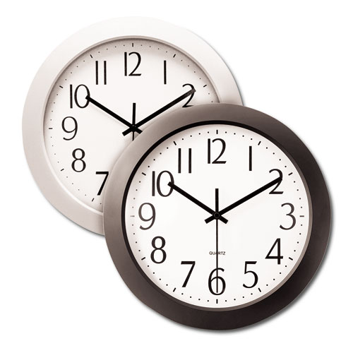 Universal® Whisper Quiet Clock, 12" Overall Diameter, Black Case, 1 AA (sold separately)