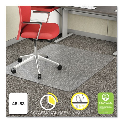 Deflecto® Economat Occasional Use Chair Mat For Low Pile Carpet, 45 X 53, Rectangular, Clear