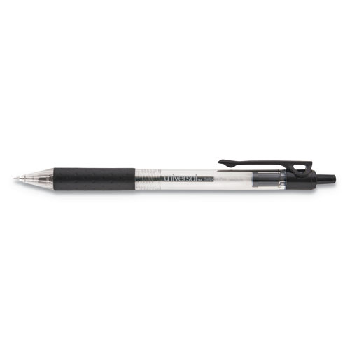 Comfort Grip Ballpoint Pen, Retractable, Medium 1 mm, Black Ink, Clear Barrel, 48/Pack