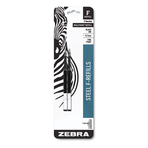 Zebra - refill for f301, f301 ultra, f402, silver select ballpoint, fine, black,2/pack, sold as 1 pk