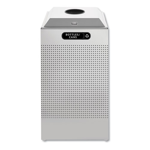 Image of Silhouette Can/Bottle Recycling Receptacle, Square, Steel, 29 gal, Silver