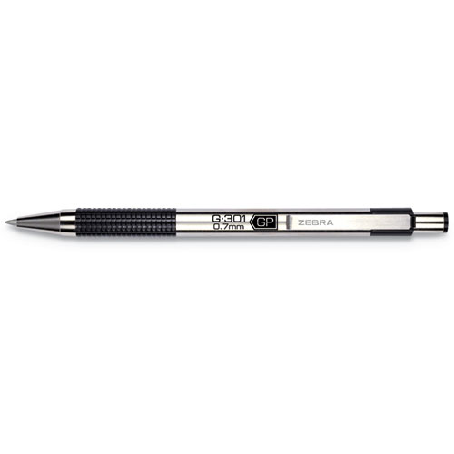 G-301 Retractable Gel Pen, Medium 0.7 mm, Black Ink, Stainless Steel/Black Barrel