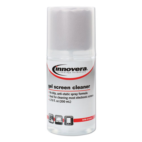Innovera® Anti-Static Gel Screen Cleaner, With Gray Microfiber Cloth, 4 Oz Spray Bottle