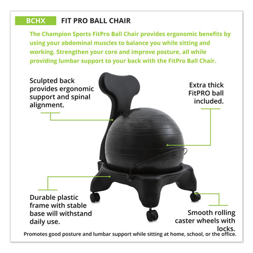 Champion Sports FitPro Ball Chair, Supports Up to 200 lb, Gray