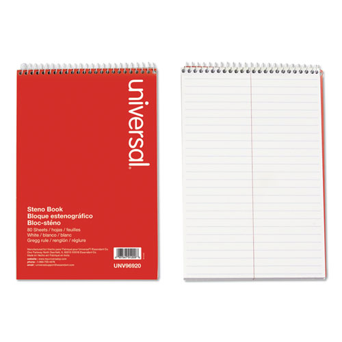 Steno Pads, Gregg Rule, Red Cover, 80 White 6 x 9 Sheets