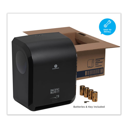 Image of Georgia Pacific® Professional Pacific Blue Ultra Paper Towel Dispenser, Automated, 12.9 X 9 X 16.8, Black