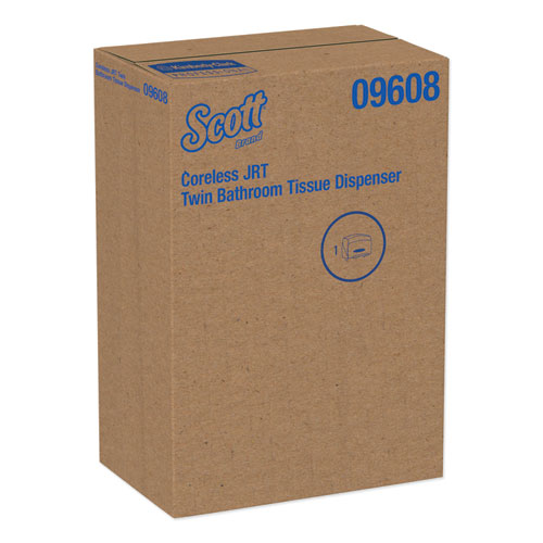 Image of Scott® Essential Coreless Twin Jumbo Roll Tissue Dispenser, 20 X 6 X 11, Black