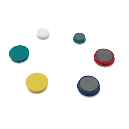 Image of High-Intensity Assorted Magnets, Circles, Assorted Colors, 0.75", 1.25" and 1.5" Diameters, 30/Pack