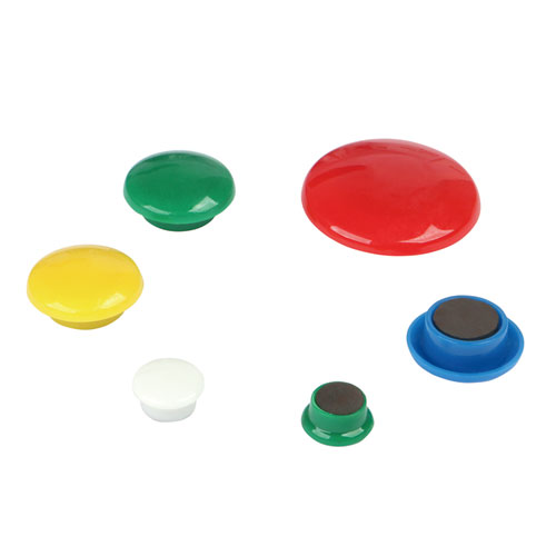 Assorted Magnets, Plastic, 5/8" dia, 1" dia, 1 5/8" dia, Asst Colors, 30/Pack