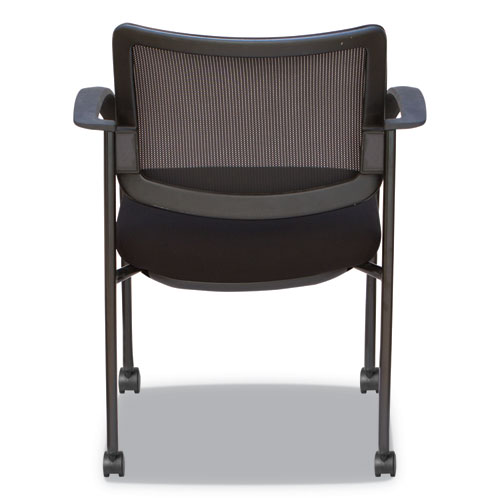 Image of Alera IV Series Mesh-Back Fabric-Seat Guest Chairs, 25.19" x 23.62" x 32.28", Black Seat, Black Back, Black Base, 2/Carton