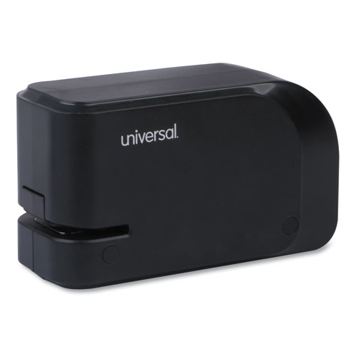 Universal® Half-Strip Electric Stapler With Staple Channel Release Button, 20-Sheet Capacity, Black