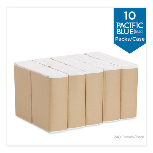 Image of Pacific Blue Basic C-Fold Paper Towels, 10.1 x 13.2, White, 240/Pack, 10 Packs/Carton
