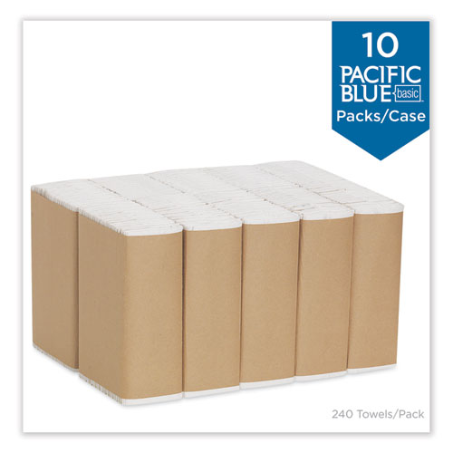 Image of Pacific Blue Basic C-Fold Paper Towel, 10.1 x 12.7, White, 240/Pack, 10 Packs/Carton