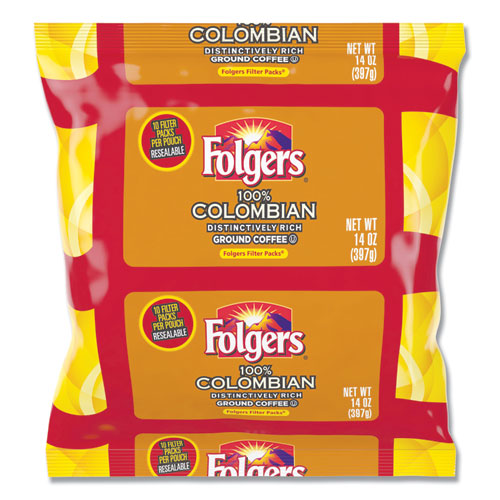 Coffee Filter Packs, 100% Colombian, 1.4 oz Pack, 40/Carton