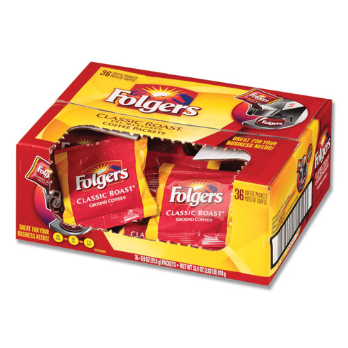 Image of Folgers® Coffee, Classic Roast, 0.9 Oz Fractional Packs, 36/Carton