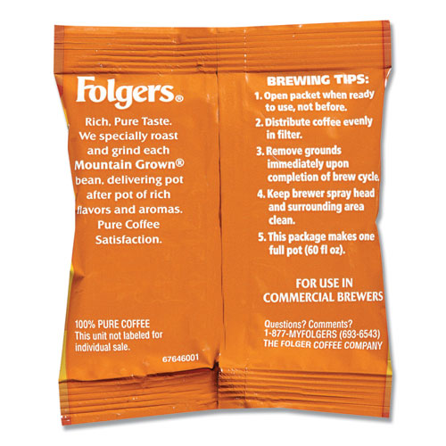 Image of Folgers® Coffee, 100% Colombian, Ground, 1.75Oz Fraction Pack, 42/Carton
