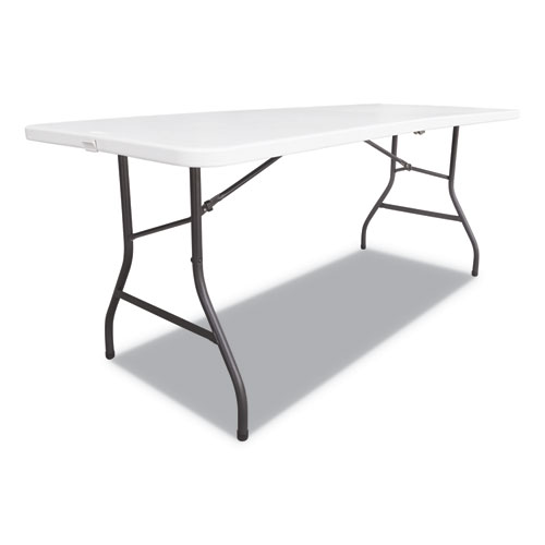 Fold-in-Half Resin Folding Table, 60w x 29.63d x 29.25h, White
