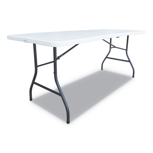 Fold-In-Half Resin Folding Table, 72w X 29.63d X 29.25h, White