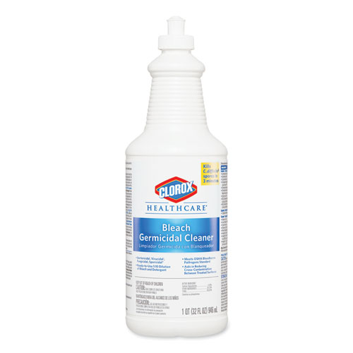 Image of Clorox Healthcare® Bleach Germicidal Cleaner, 32 Oz Pull-Top Bottle, 6/Carton