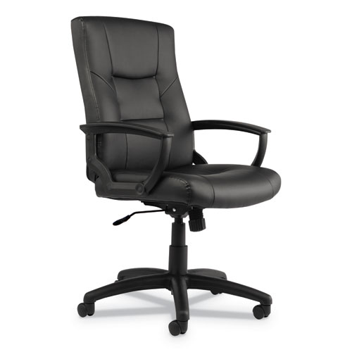 Alera YR Series Executive High-Back Swivel/Tilt Bonded Leather Chair, Supports 275 lb, 17.71" to 21.65" Seat Height, Black