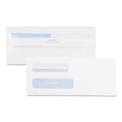 Double Window Redi-Seal Security-Tinted Envelope, #8 5/8, Commercial Flap, Redi-Seal Closure, 3.63 x 8.63, White, 500/Box | by Plexsupply