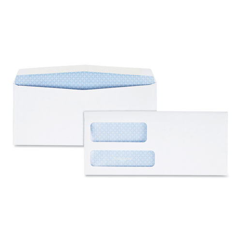 Double Window Security-Tinted Check Envelope, 9, Commercial Flap, Gummed Closure, 3.88 x 8.88, White, 500/Box