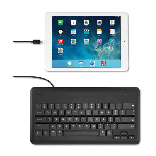 WIRED KEYBOARD FOR IPAD WITH LIGHTNING CONNECTOR, 64 KEYS, BLACK