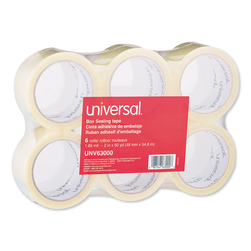 Universal® General-Purpose Box Sealing Tape, 3" Core, 1.88" x 110 yds, Clear, 6/Pack