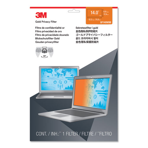 Image of 3M™ Gold Frameless Privacy Filter For 14" Widescreen Laptop, 16:9 Aspect Ratio