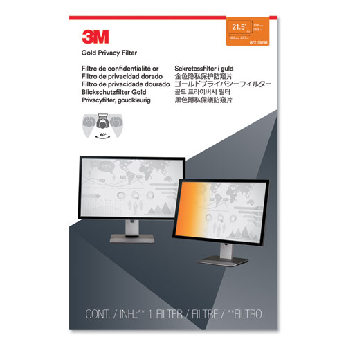 Image of 3M™ Gold Frameless Privacy Filter For 21.5" Widescreen Flat Panel Monitor, 16:9 Aspect Ratio