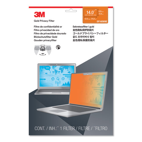 Image of 3M™ Touch Compatible Gold Privacy Filter For 14" Widescreen Laptop, 16:9 Aspect Ratio