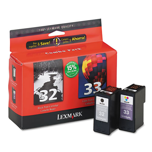Lexmark™ 18C0532 (32, 33) Ink, 390 Page-Yield, 2/Pack, Black; Tri-Color