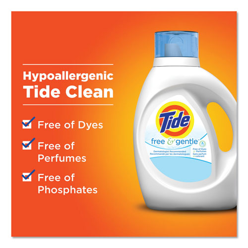 Image of Tide® Free And Gentle Liquid Laundry Detergent, 64 Loads, 92 Oz Bottle, 4/Carton