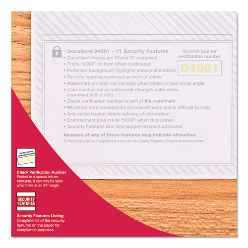 Image of Docugard™ Security Business Checks, 11 Features, 8.5 X 11, Blue Marble Top, 500/Ream