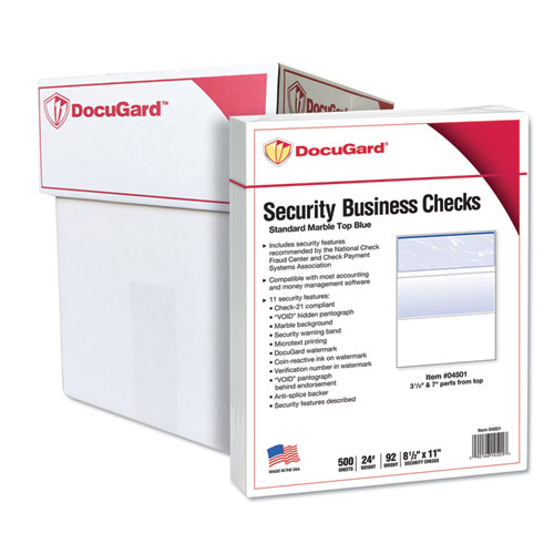 DocuGard™ Security Business Checks, 11 Features, 8.5 x 11, Blue Marble