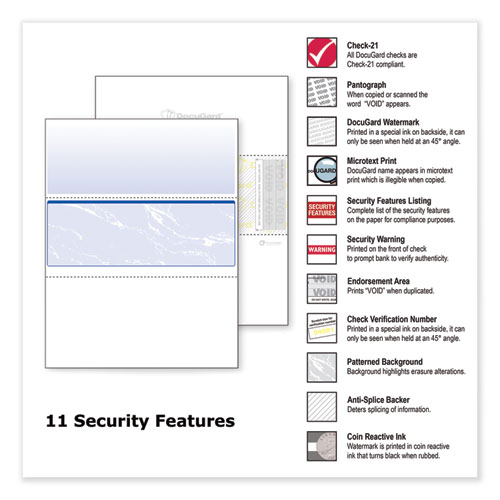 Standard Security Check, 11 Features, 8.5 x 11, Blue Marble Middle, 500/Ream