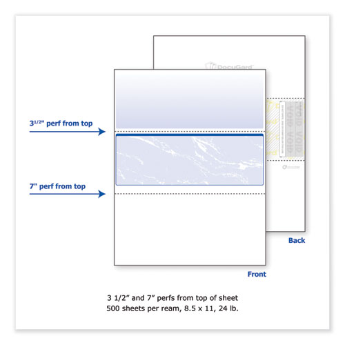 Standard Security Check, 11 Features, 8.5 x 11, Blue Marble Middle, 500/Ream