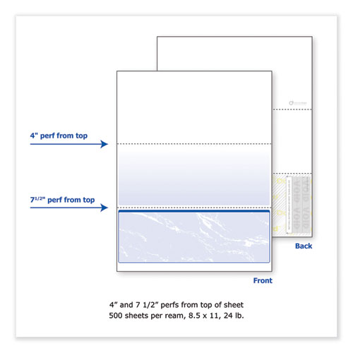 Image of Docugard™ Standard Security Check, 11 Features, 8.5 X 11, Blue Marble Bottom, 500/Ream