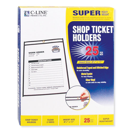 Shop Ticket Holders, Stitched, Both Sides Clear, 50 Sheets, 8.5 x 11, 25/Box