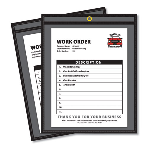 C-Line® Shop Ticket Holders, Stitched, One Side Clear, 50 Sheets, 8.5 X 11, 25/Box