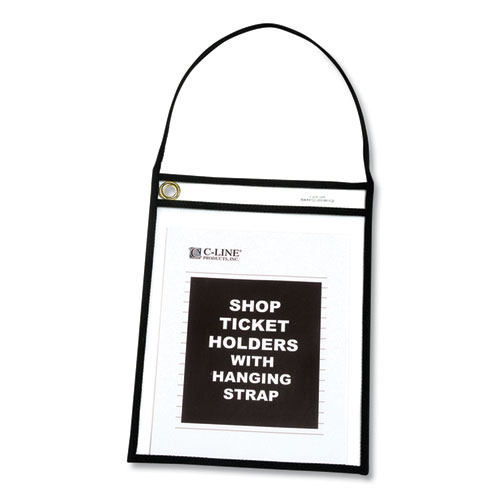 Image of C-Line® 1-Pocket Shop Ticket Holder W/Setrap, Black Stitching, 75-Sheet, 9 X 12, 15/Box