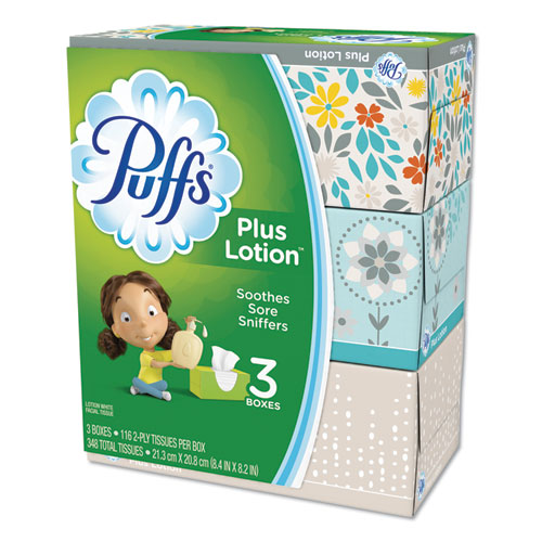 Puffs® Plus Lotion Facial Tissue, 1-Ply, White, 56 Sheets/Box, 24 Boxes/Carton