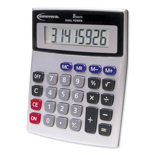 15927 Desktop Calculator, Dual Power, 8-Digit LCD Display | by Plexsupply