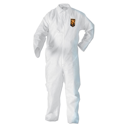 KleenGuard™ A20 Breathable Particle Protection Coveralls, Elastic Back, Hood and Boots, Large, White, 24/Carton