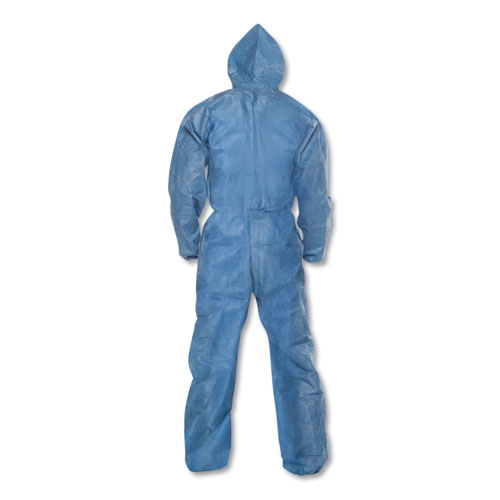 A20 Elastic Back Wrist/Ankle Hooded Coveralls, Large, Blue, 24/Carton