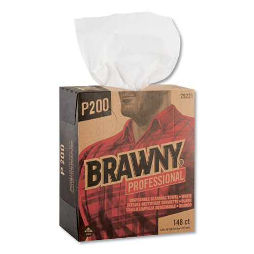 Brawny® Professional Light Duty Paper Wipers, 2-Ply, 8 x 12.5, White, 148/Box, 20 Boxes/Carton